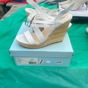 Jessica Simpson White Wedge Sandals
